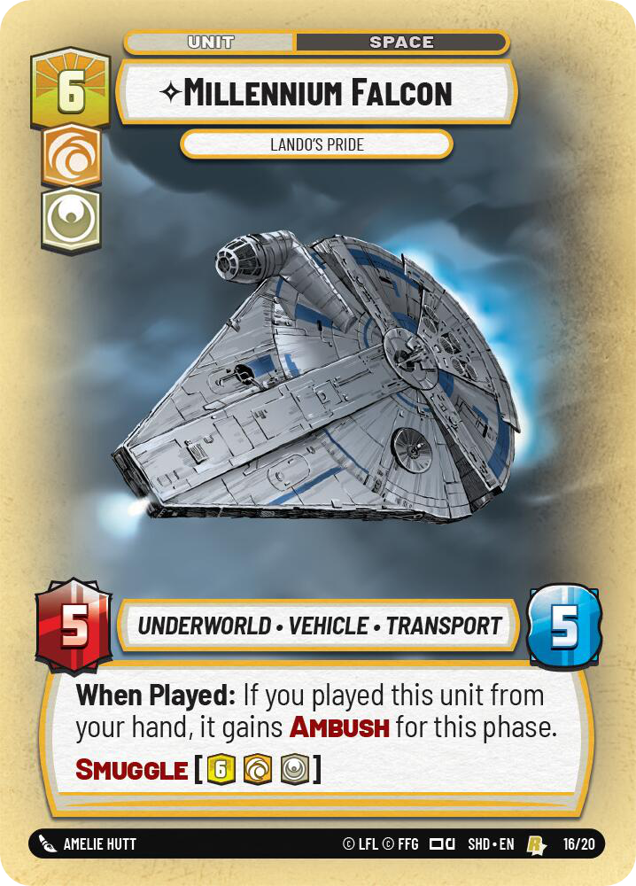 Millennium Falcon card image.