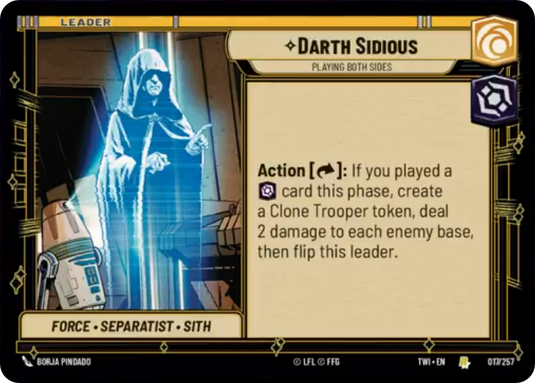 Chancellor Palpatine // Darth Sidious card image.