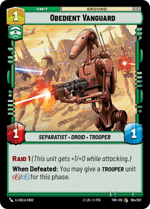 Obedient Vanguard card image.