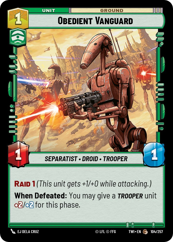 Obedient Vanguard card image.