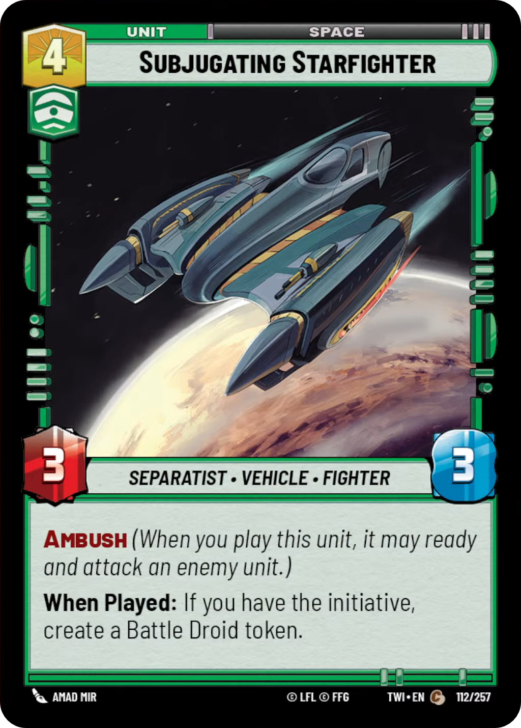 Subjugating Starfighter card image.