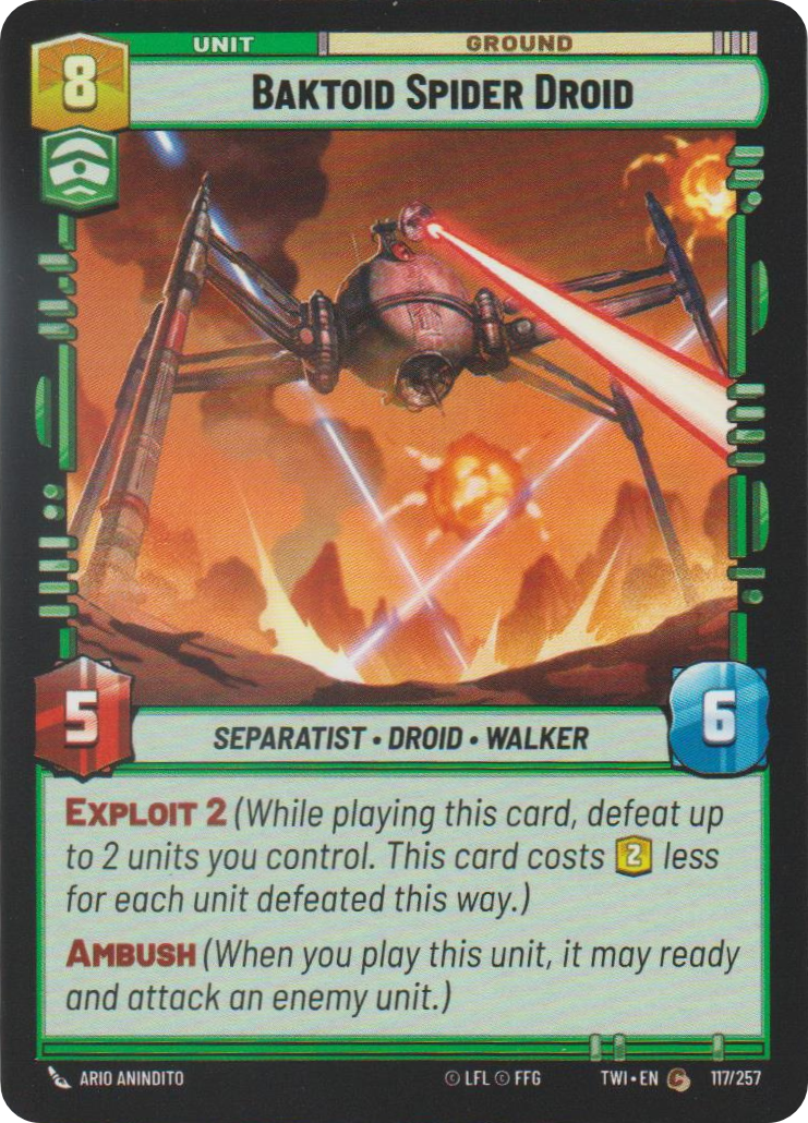 Baktoid Spider Droid card image.