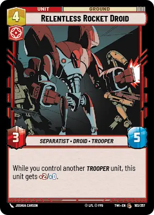 Relentless Rocket Droid card image.