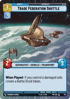 Trade Federation Shuttle card image.