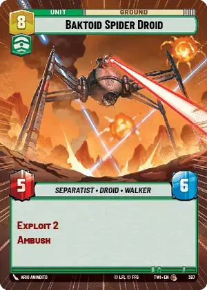 Baktoid Spider Droid card image.