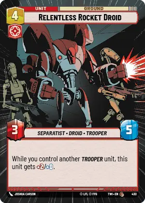 Relentless Rocket Droid card image.